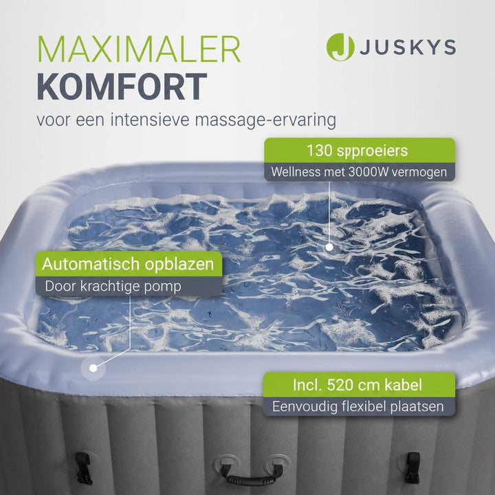 Opblaasbare spa vierkant – 4-6 personen, 185x185 cm, met led