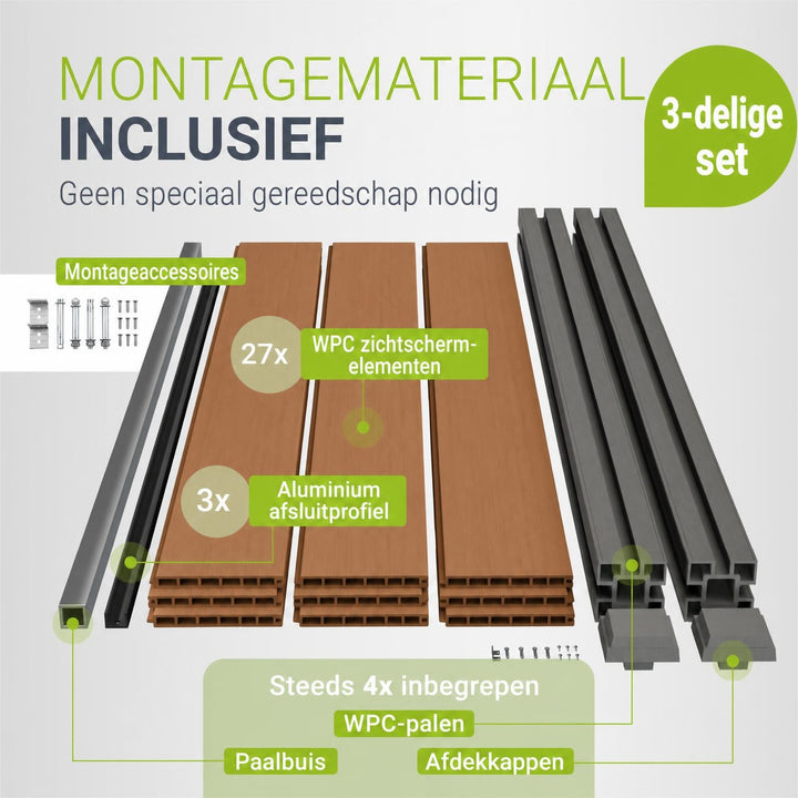 Composiet schutting teak – schuttingelementen met palen
