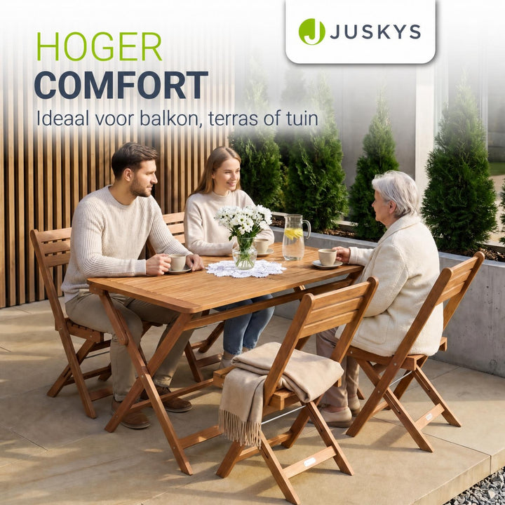 Tuinset Rimini – acaciahout, 5-delig met tafel en 4 stoelen