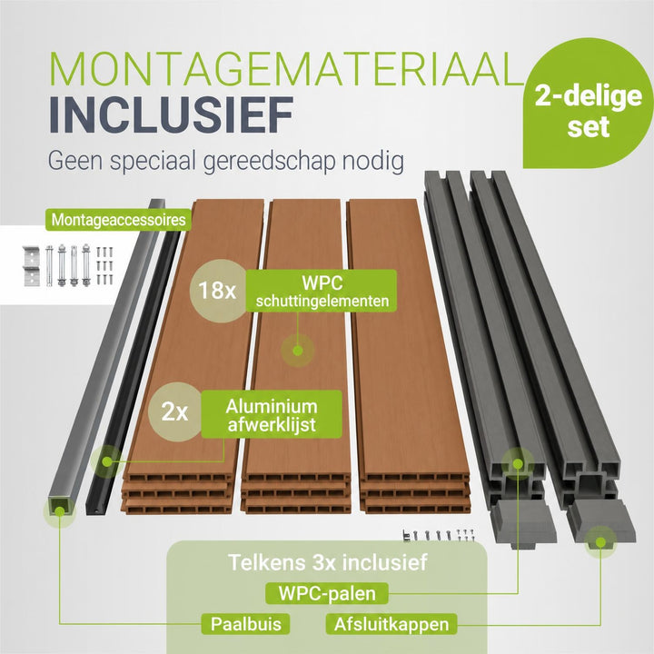 Composiet schutting teak – schuttingelementen met palen