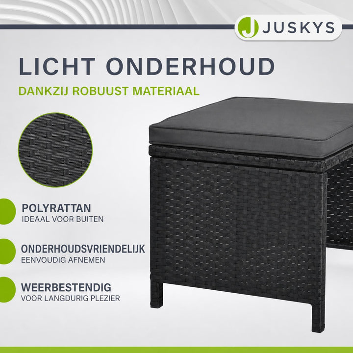 Wicker tuinset Baracoa – 9-delig voor 8 personen, zwart en grijs