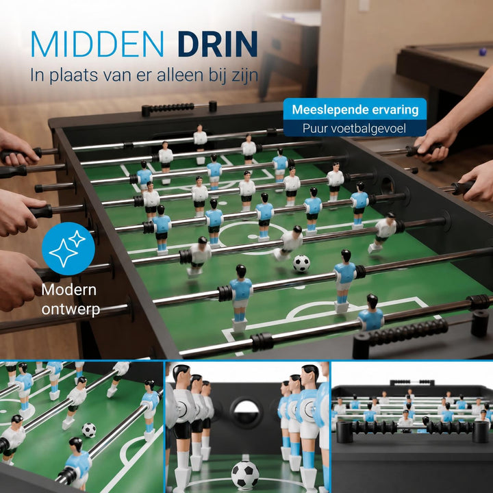 Voetbaltafel Wuzzler – met 2 bekerhouders en stevige stangen