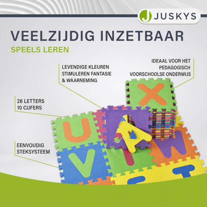 Puzzelmat Kim – 189x189 cm, 36 delen met letters en cijfers