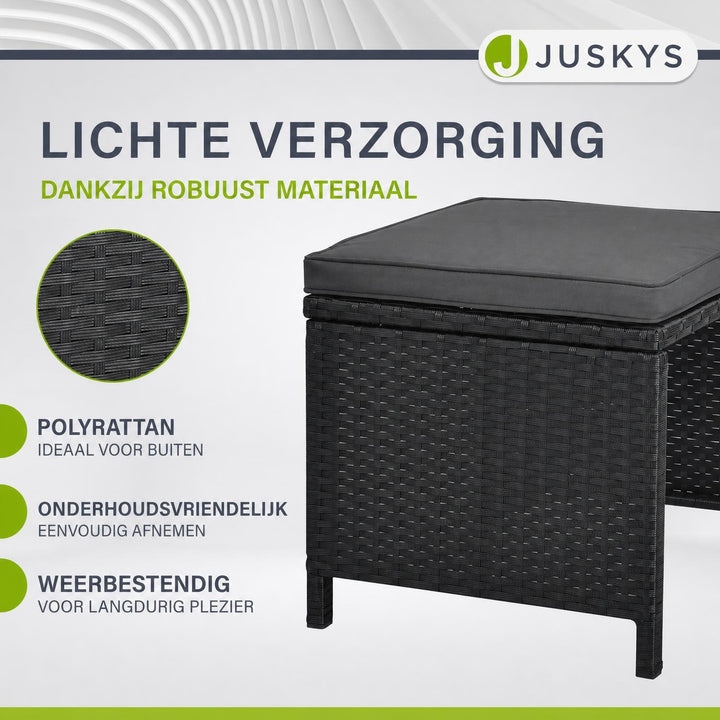 Wicker tuinset Baracoa – 9-delig voor 8 personen, zwart en grijs