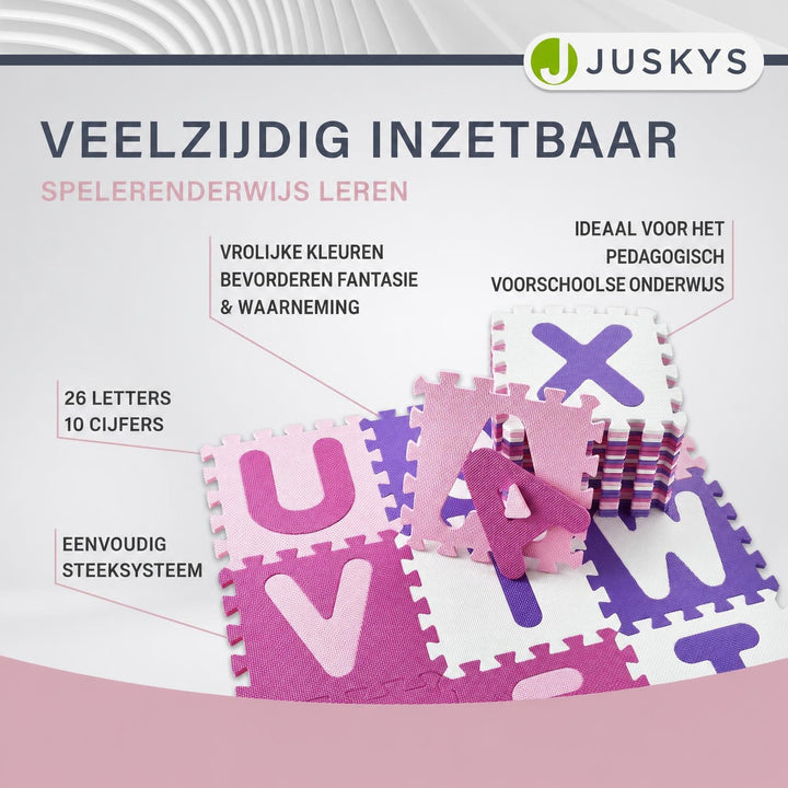 Puzzelmat Kim – 189x189 cm, 36 delen met letters en cijfers