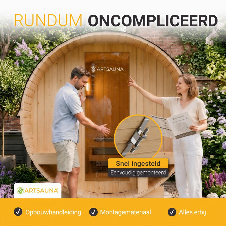 Barrelsauna Spitzbergen – vurenhout, inclusief saunakachel