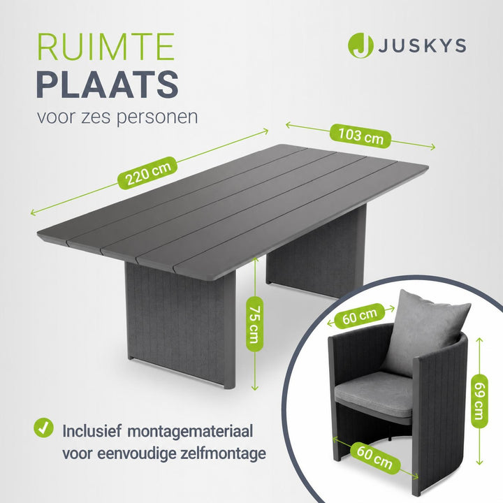 Tuinset Costa Luna – 6 personen, aluminium met fauteuils