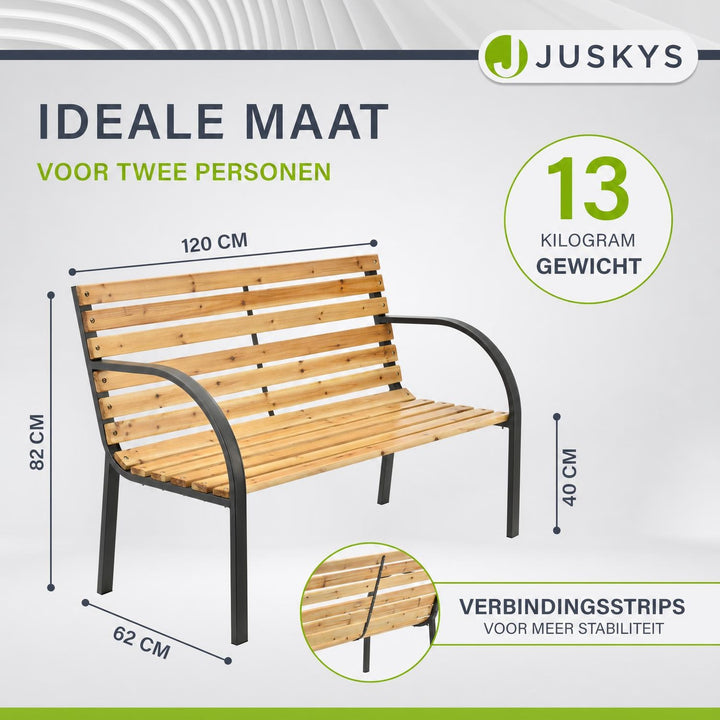Tuinbank Modena – 120 cm, hout met stalen zijkanten