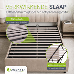 Gestoffeerd bed Savona – fluwelen bekleding met opbergruimte