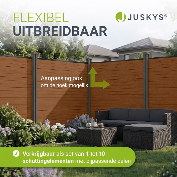 Composiet schutting teak – schuttingelementen met palen