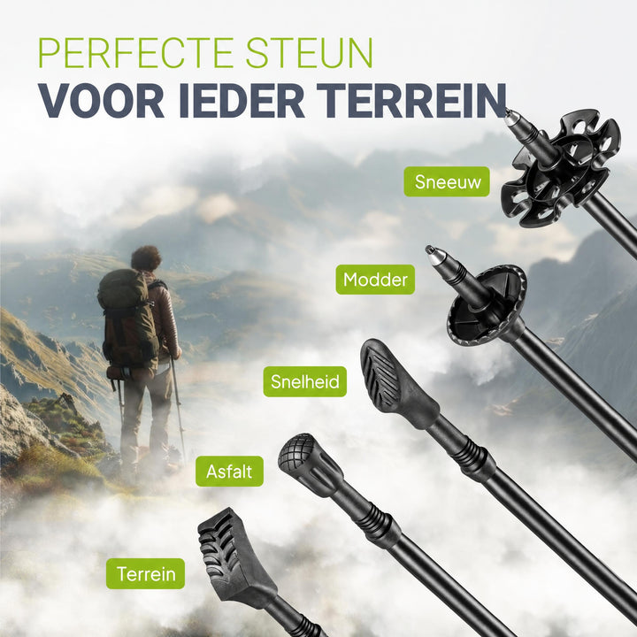 Nordic walking stokken – set van 2, aluminium, telescopisch