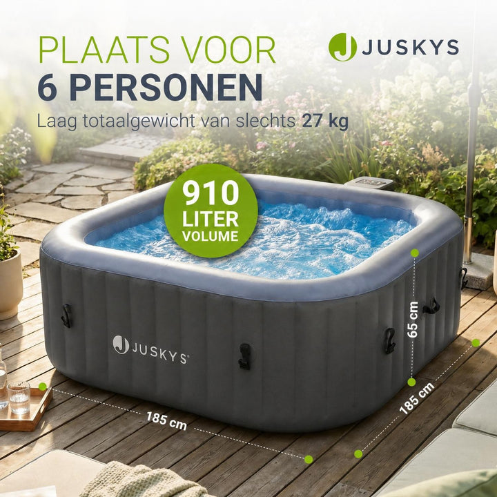 Opblaasbare spa vierkant – 4-6 personen, 185x185 cm, met led