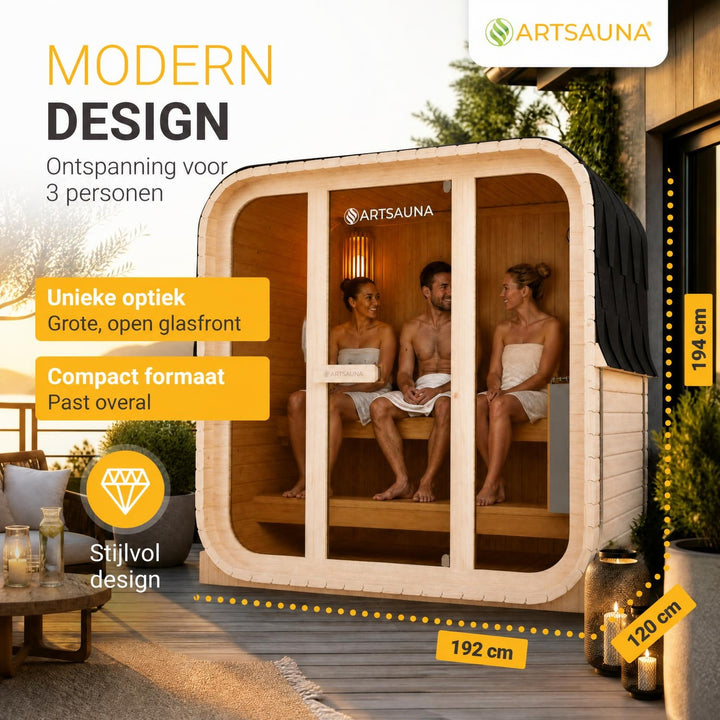 Buitensauna Fjora M – 3 personen, 3,6 kW kachel