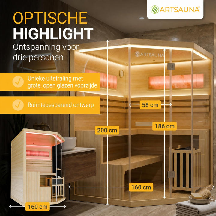 Finse sauna Vantaa – hemlockhout, met kachel en zoutstenen, naturel