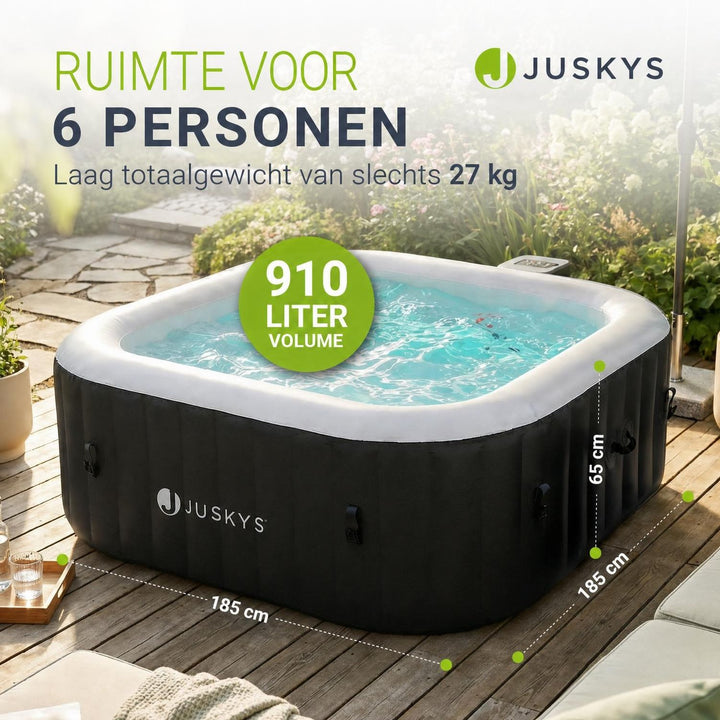 Opblaasbare spa vierkant – 4-6 personen, 185x185 cm, met led