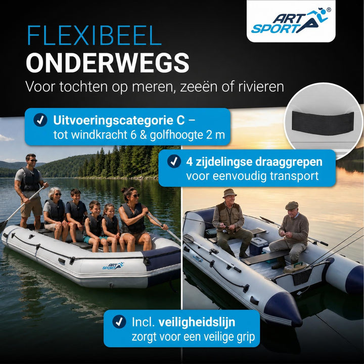 Rubberboot 3,80 m – met 2 zitbanken, peddels en luchtpomp