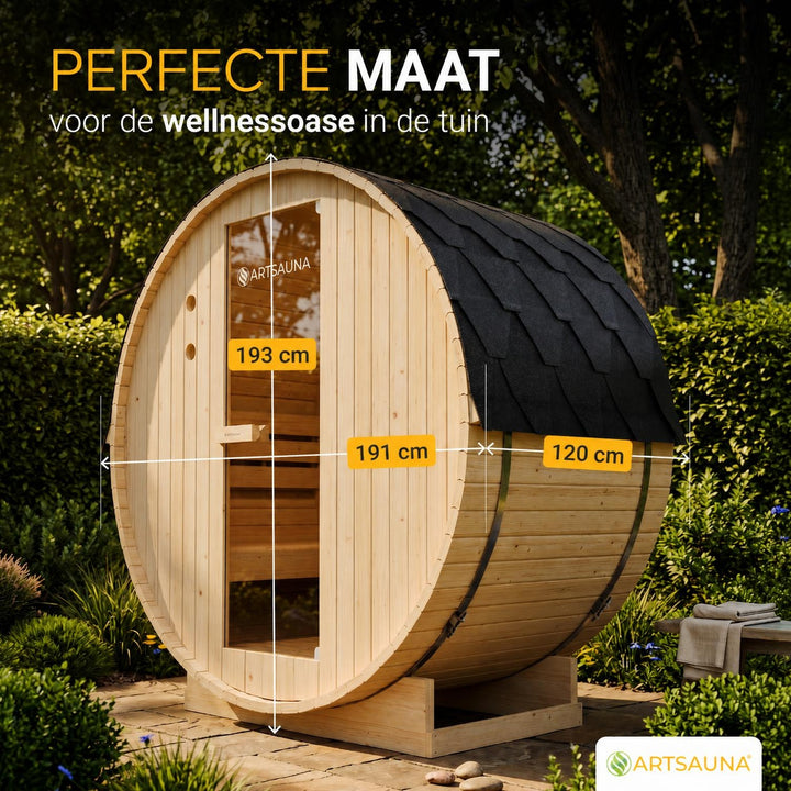 Barrelsauna Spitzbergen – vurenhout, inclusief saunakachel