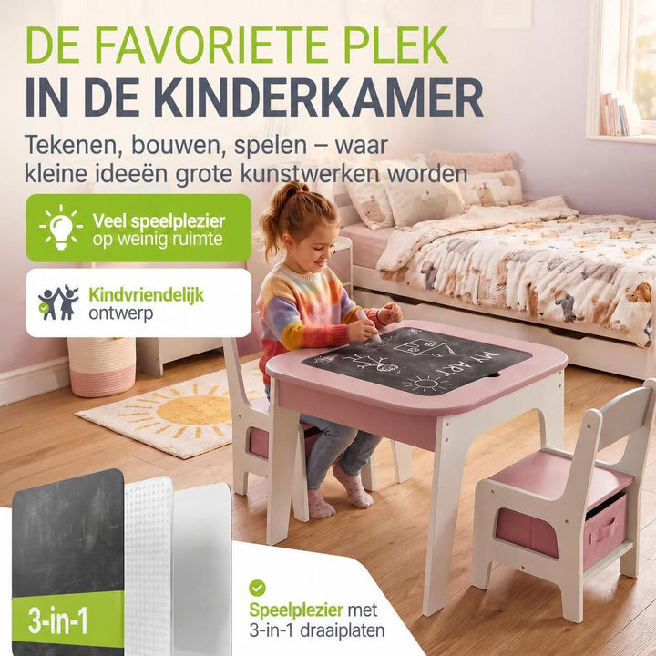 Kindertafel Milou met 2 stoeltjes
