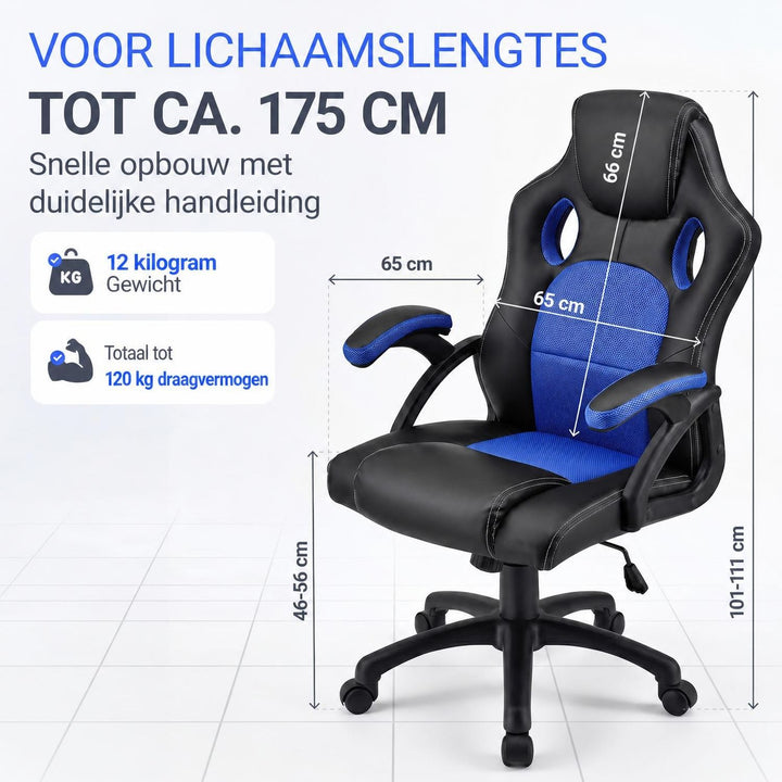 Bureaustoel Montreal in racingdesign – tot 120 kg, zwart