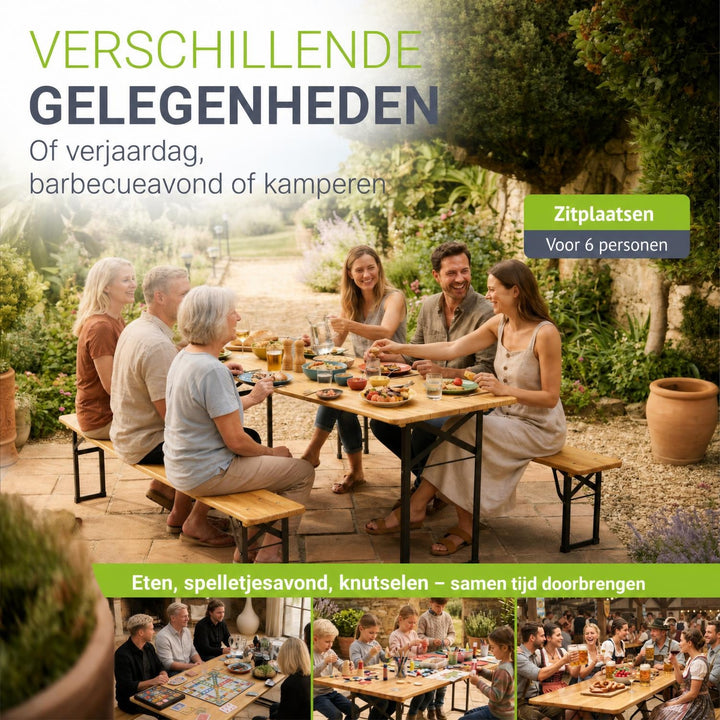 Biertafelset Bichl 170 cm – hout, voor 6 tot 8 personen