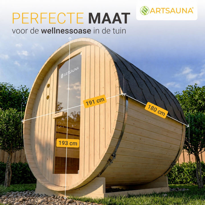 Barrelsauna Spitzbergen – vurenhout, inclusief saunakachel