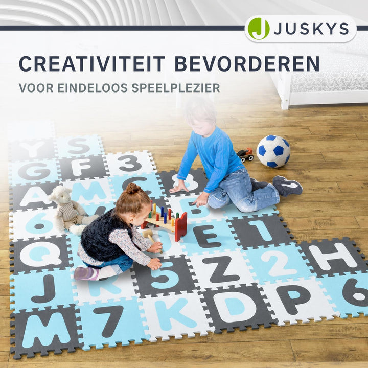 Puzzelmat Kim – 189x189 cm, 36 delen met letters en cijfers