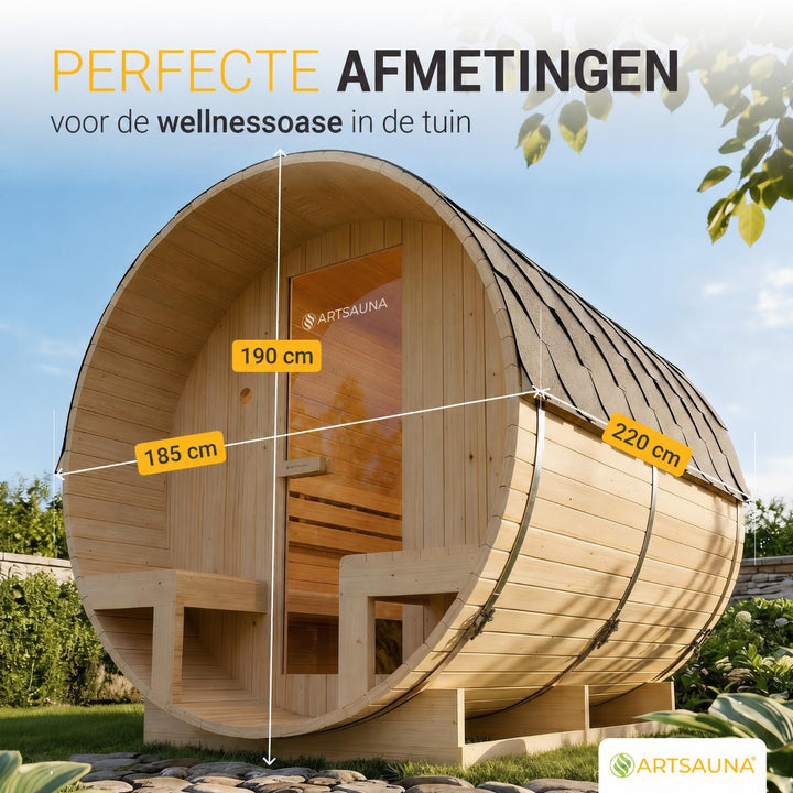 Barrelsauna Spitzbergen – vurenhout, inclusief saunakachel