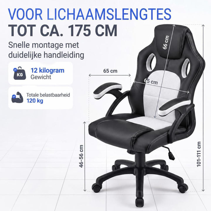 Bureaustoel Montreal in racingdesign – tot 120 kg, zwart