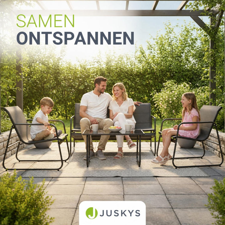 Loungeset Genua – 4-delig met 2-zitsbank, stoelen en tafel