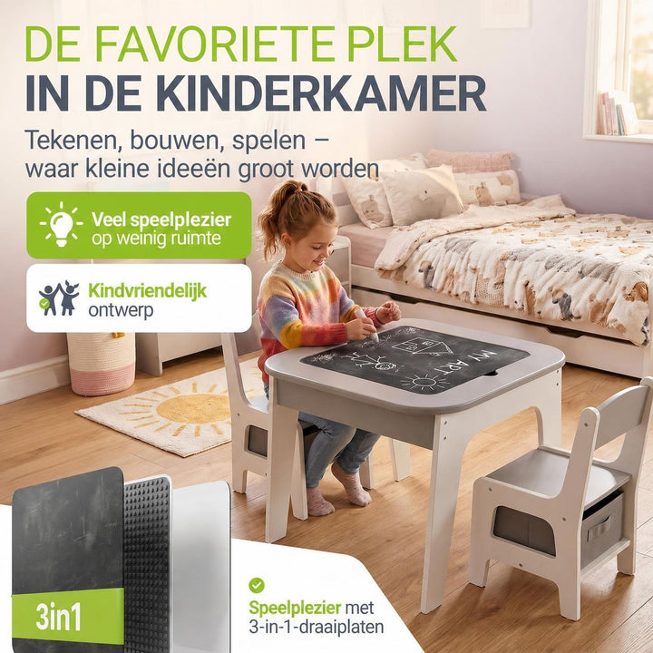 Kindertafel Milou met 2 stoeltjes