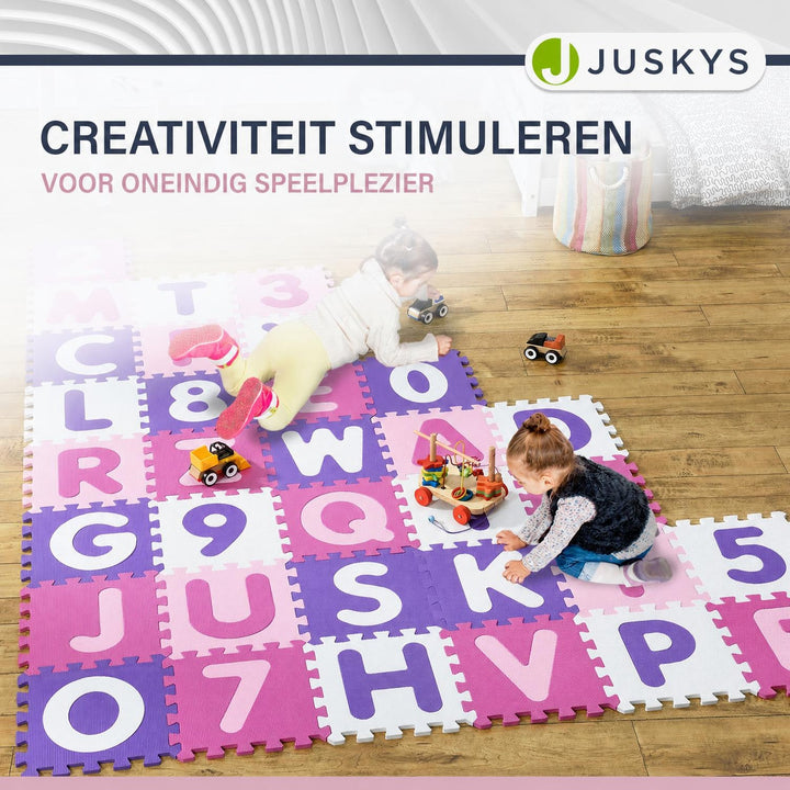 Puzzelmat Kim – 189x189 cm, 36 delen met letters en cijfers