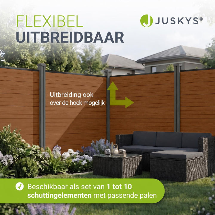 Composiet schutting teak – schuttingelementen met palen