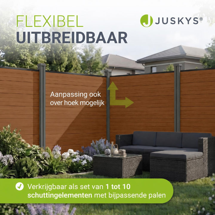 Composiet schutting teak – schuttingelementen met palen