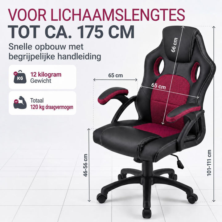 Bureaustoel Montreal in racingdesign – tot 120 kg, zwart
