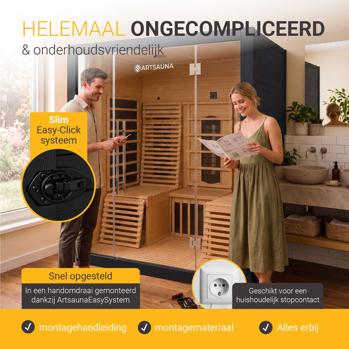 Infraroodcabine Helsinki 150 Black – 2 personen, zwart hemlock