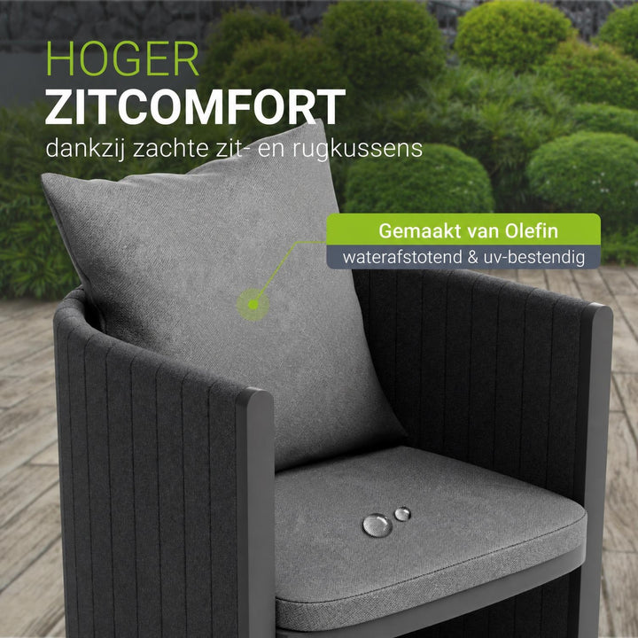 Tuinset Costa Luna – 6 personen, aluminium met fauteuils