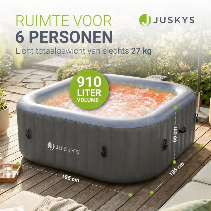 Opblaasbare spa vierkant – 4-6 personen, 185x185 cm, met led