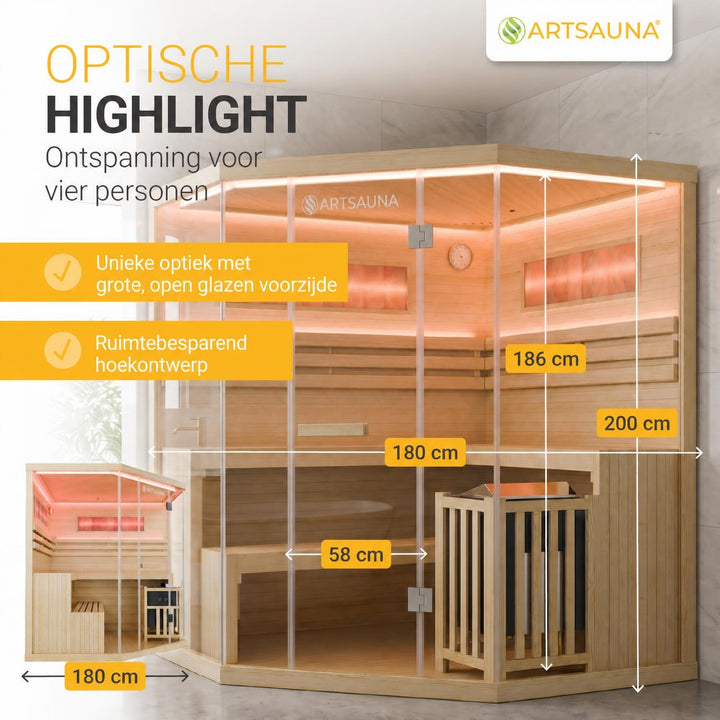 Finse sauna Vantaa – hemlockhout, met kachel en zoutstenen, naturel