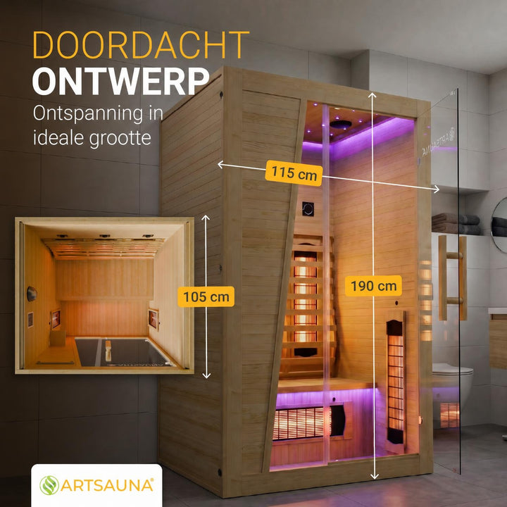 Infraroodcabine Bergen 115 – 2 personen, 6 volspectrumstralers