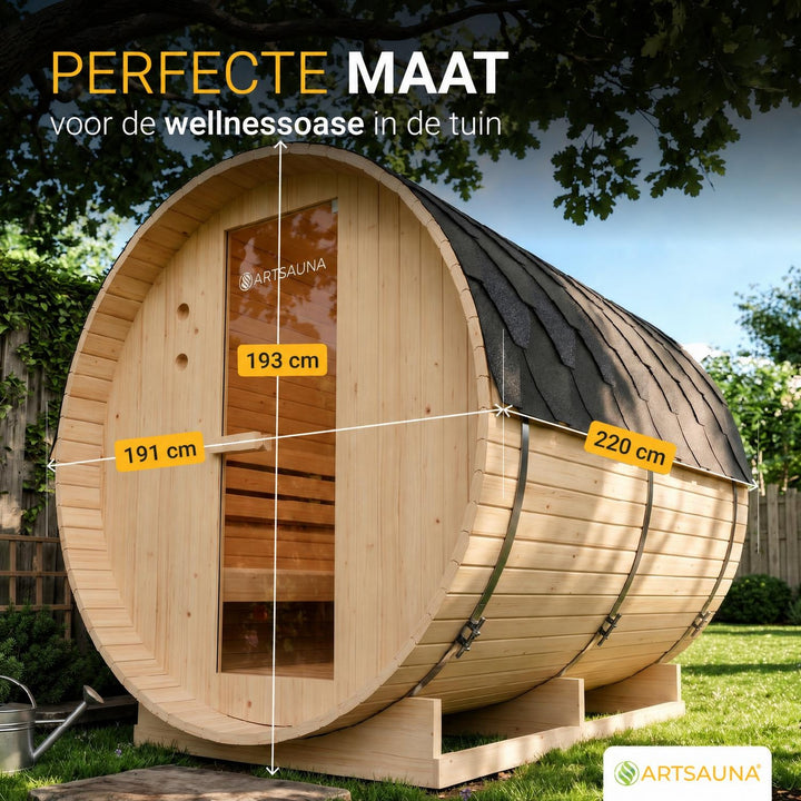 Barrelsauna Spitzbergen – vurenhout, inclusief saunakachel
