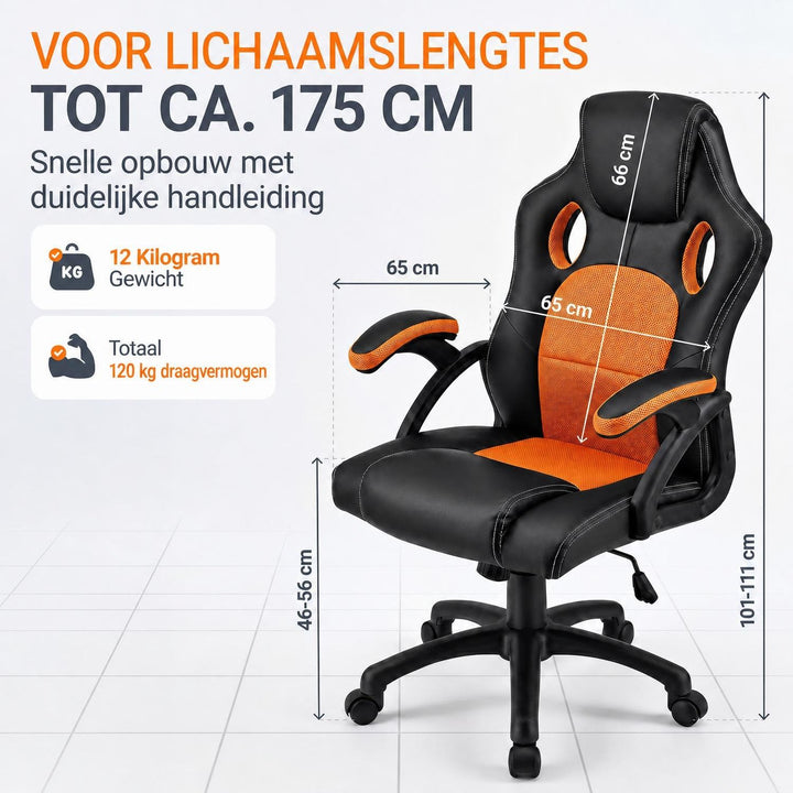 Bureaustoel Montreal in racingdesign – tot 120 kg, zwart