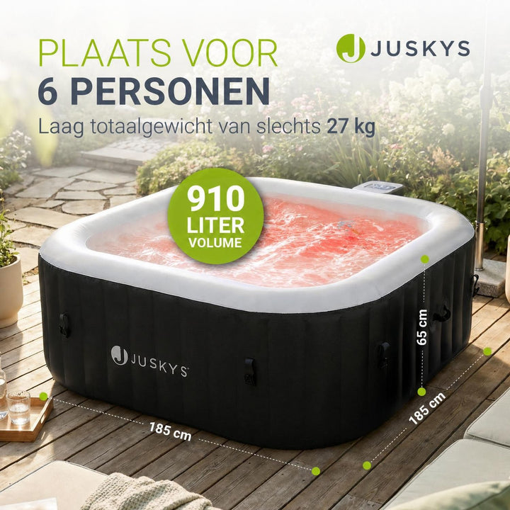 Opblaasbare spa vierkant – 4-6 personen, 185x185 cm, met led