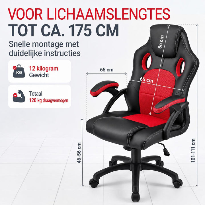 Bureaustoel Montreal in racingdesign – tot 120 kg, zwart