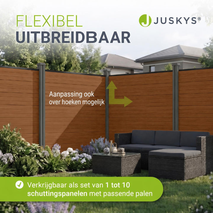 Composiet schutting teak – schuttingelementen met palen