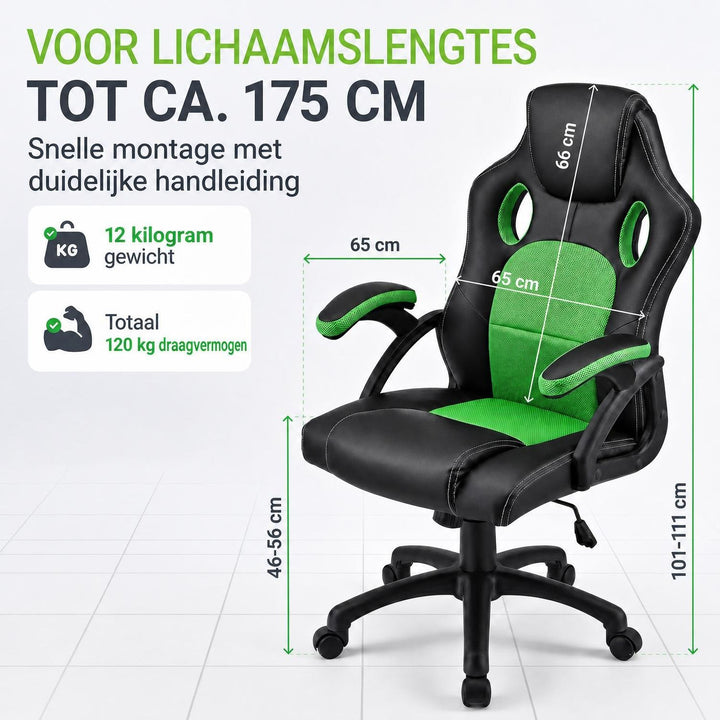 Bureaustoel Montreal in racingdesign – tot 120 kg, zwart