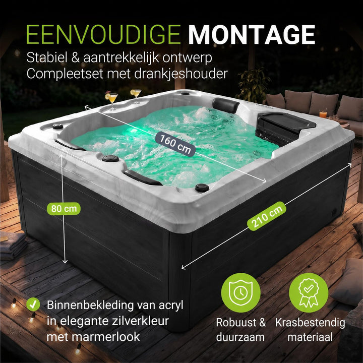 Buitenspa Oasis – 3 personen, 31 massagejets en LED-verlichting
