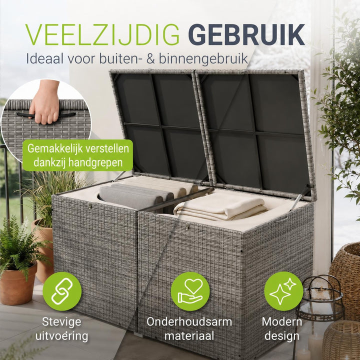 Kussenbox Ikaria van wicker – 950 liter, met binnenzeil