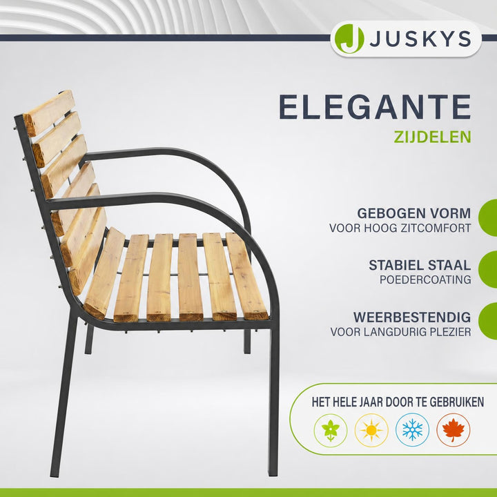 Tuinbank Modena – 120 cm, hout met stalen zijkanten