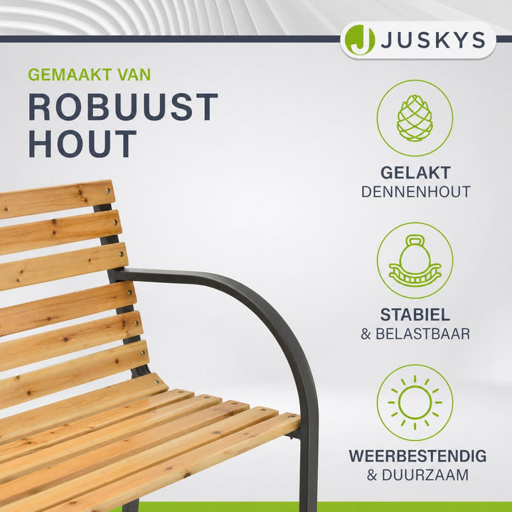 Tuinbank Modena – 120 cm, hout met stalen zijkanten