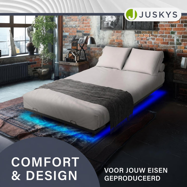 Metalen zwevend bed Palamos 90x200 cm – met LED-verlichting